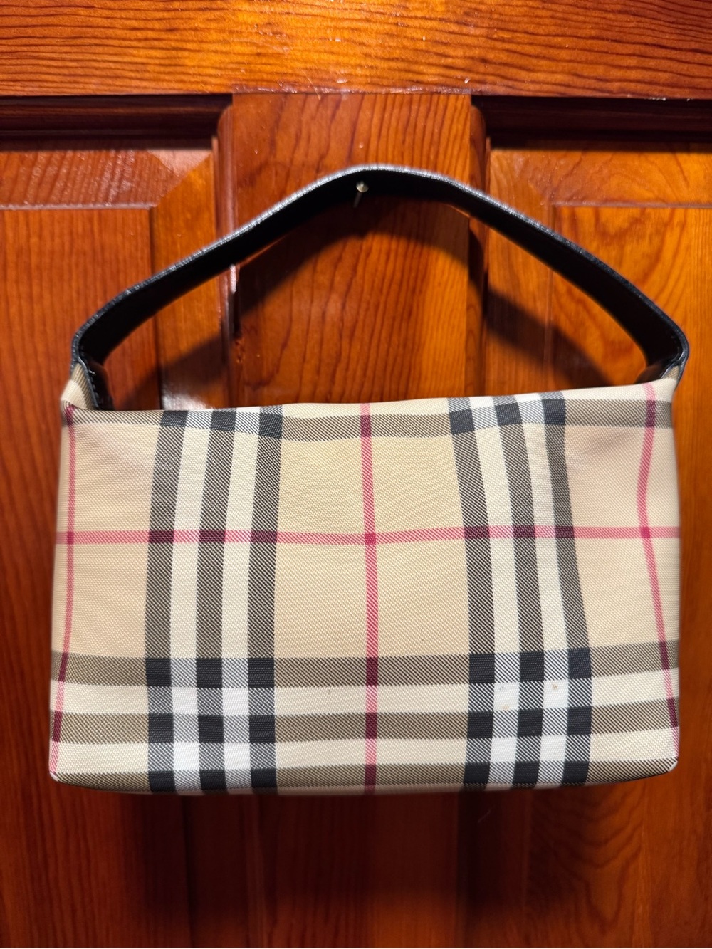 Burberry Beige Plaid Mini Shoulder Bag with Black Handle - Picture 3 of 9